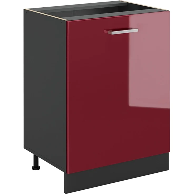 Küchenunterschrank R-Line Rot Hochglanz/Anthrazit 60 cm mit 1 Tür ohne Arbeitsplatte Vicco – Bild 1
