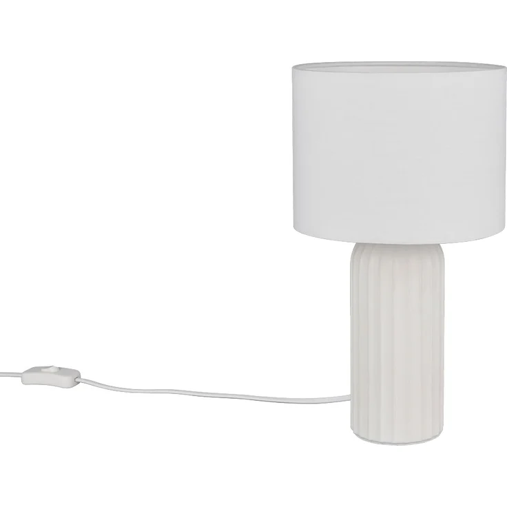 Tischleuchte, Keramik, weiß, E27, Schnurschalter, H 36 cm – Bild 6