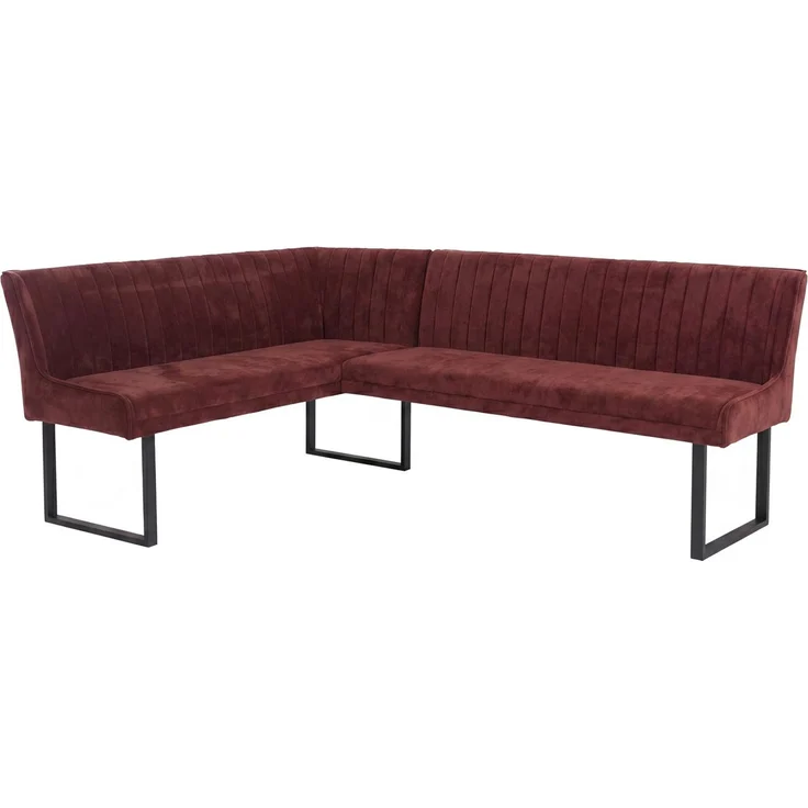 Eckbank HWC-O82, Esszimmerbank Bank, Öko-Tex (310g/m²) Chenille Stoff/Textil Metall 159x210 cm ~ rot – Bild 7