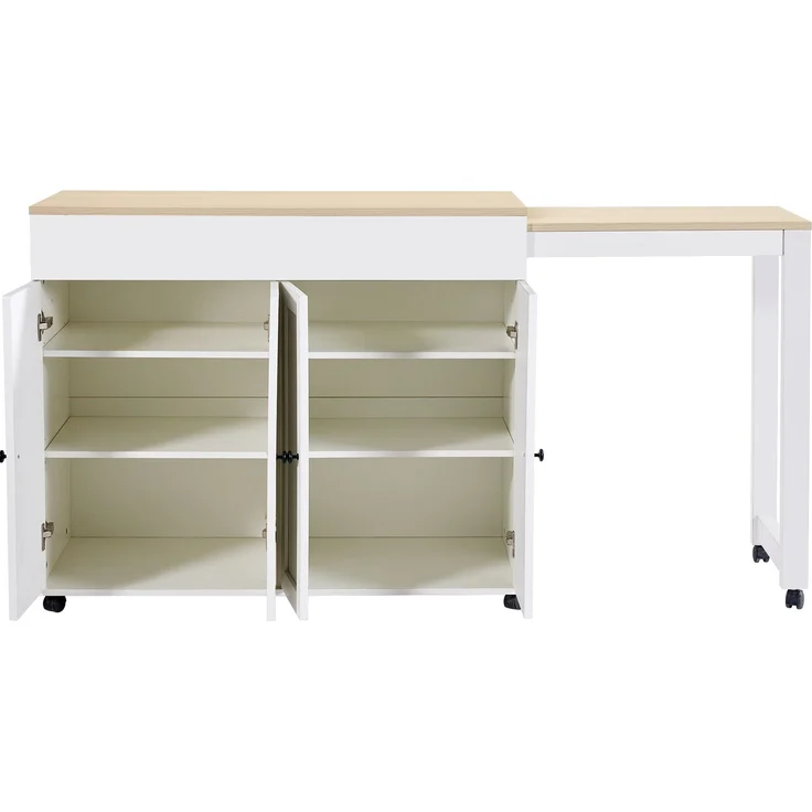Moderner ausziehbarer Bartisch(117-180×50×94.6cm) ,Ausziehbarer Esstisch mit Stauraum , mit sechs AblageflächenStehtisch Bistrotisch, für Esszimmer,Verwendung als Wohnzimmertrennwand,Weiß – Bild 10