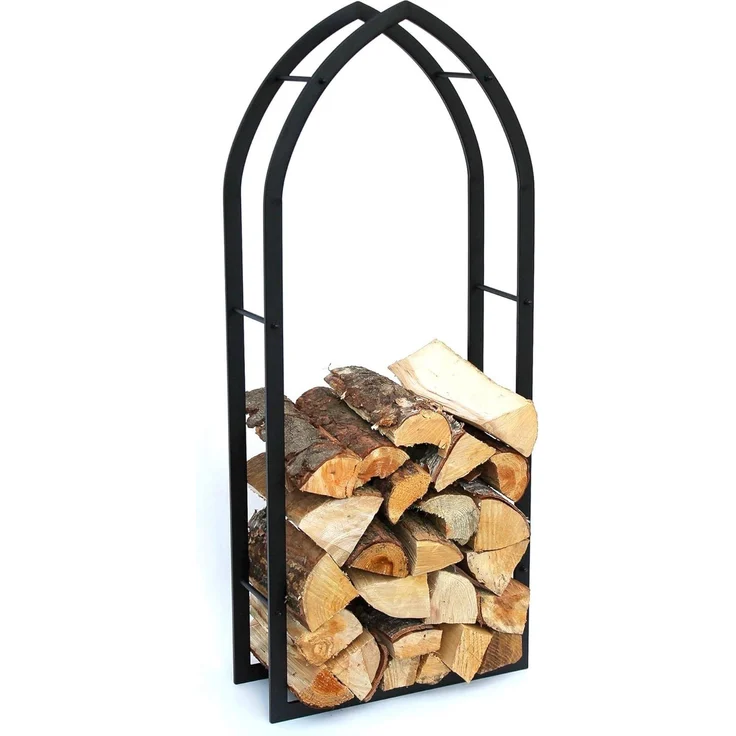 Kaminholzregal Innen Schwarz Metall Kaminholzständer MOS 123 cm Holzkorb Kaminholzhalter Feuerholzregal Holzregal – Bild 3