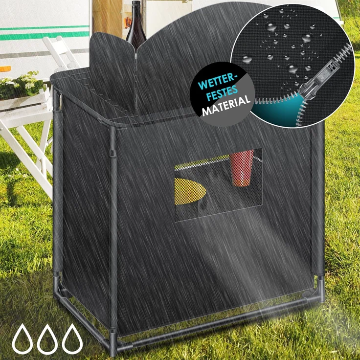KESSER® Campingschrank, Campingküche mit Aluminiumgestell, inkl. Tragetasche , Kocherschrank für Camping , Campingmöbel , Outdoor Typ F2 (Schwarz) – Bild 6