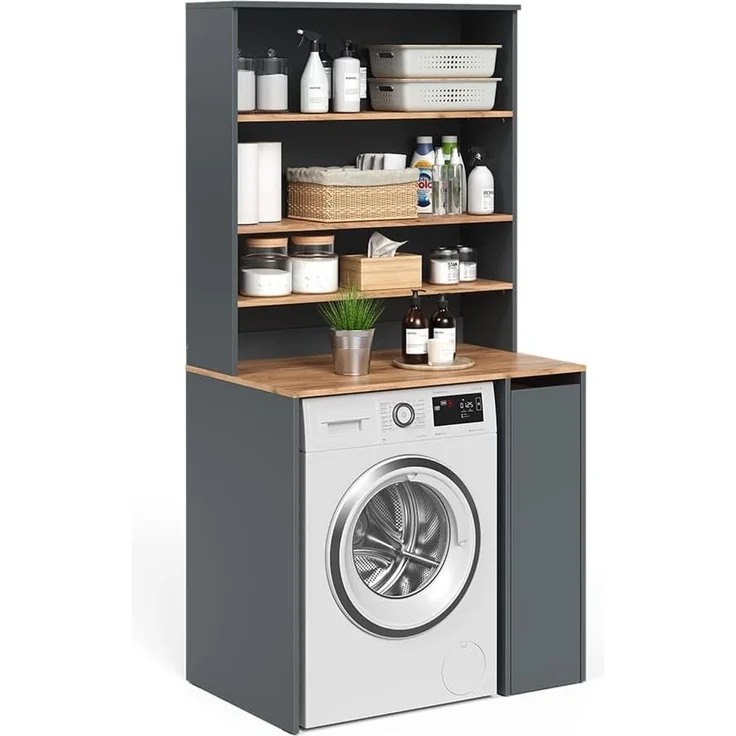 Waschmaschinenschrank Viktor Anthrazit/Goldkraft Eiche 93.6 x 88.2 cm 2 Teile mit Schrank und Regal Vicco – Bild 5