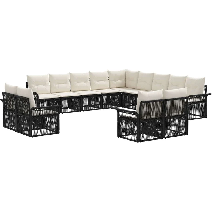 vidaXL Gartensofa-set 13 stk. 13-Sitzer Schwarz und Cremeweiß 3435010 – Bild 2