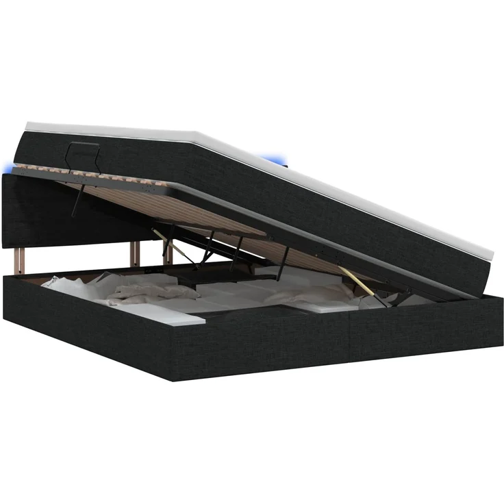 vidaXL LED-Speicherbett mit Matratze Schwarz 180 x 200 cm Stoff 3459017 – Bild 2