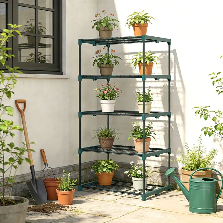 Outsunny Pflanzenständer, Stahl, Kunststoff, Dunkelgrün, 67L x 49B x 138H cm – Bild 9