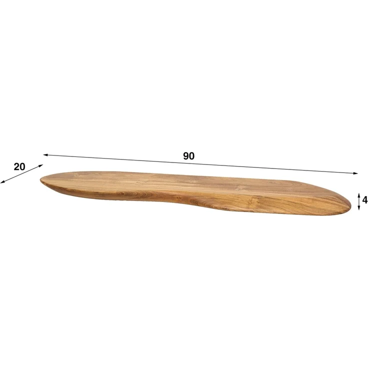 Wandregal Yore aus massivem Akazienholz, organisches Design mit Baumkante, Braun, 90 cm – Bild 4