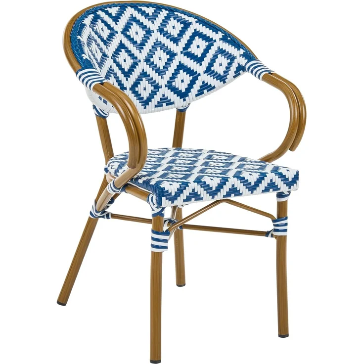 Gartenmöbel Set 4-Sitzer CASPRI Polyrattan Blau Weiß – Bild 7