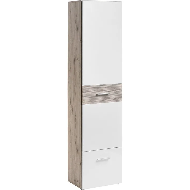 Diele Schrank Gustavo A in Eiche Wellington und Weiß 50 x 200 cm