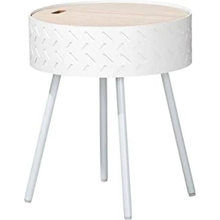 Casablanca Beistelltisch, rund, "Storage", graphisch, MDF, Metall, weiß, , H. 45,5 cm, D. 38,5 cm 48157