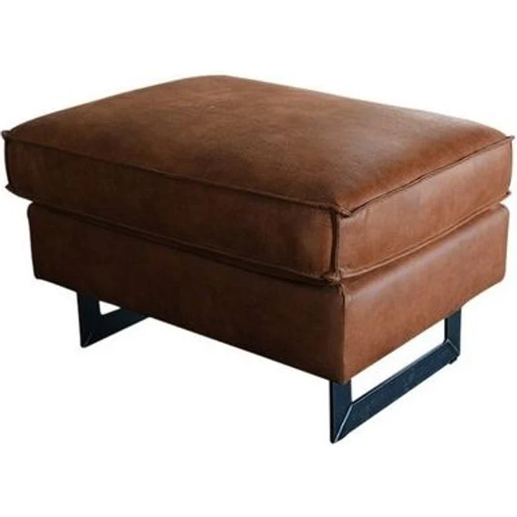 KAWOLA Hocker VILNIUS, Polsterhocker Kunstleder mit Lederanteil cognac – Bild 3