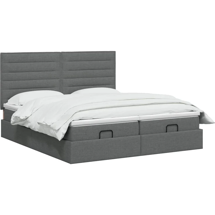 vidaXL Ottoman-Bett mit Matratze und LED Dunkelgrau 180 x 200 cm Stoff 3458417 – Bild 3