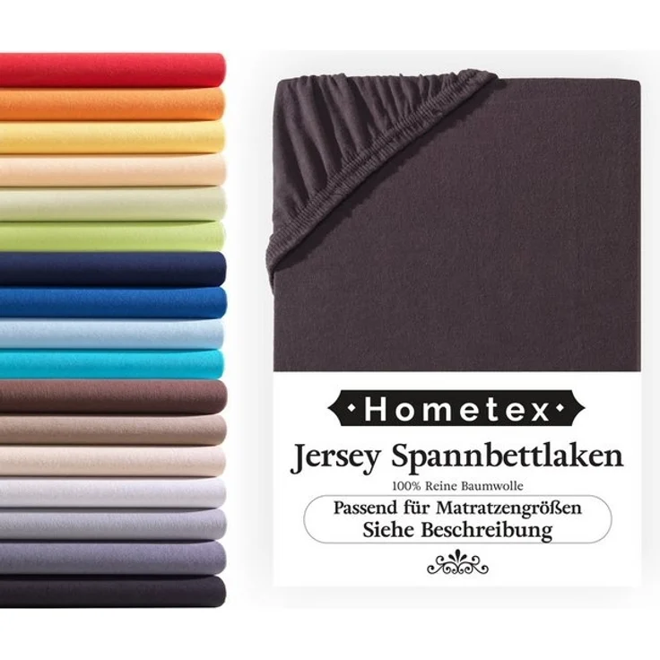 Hometex Premium Textiles Spannbettlaken Jersey Spannbettlaken 100% Baumwolle, Jersey, Gummizug: Rundumgummizug, Premium-Jersey Matratzenhöhe bis 23 cm – Bild 4