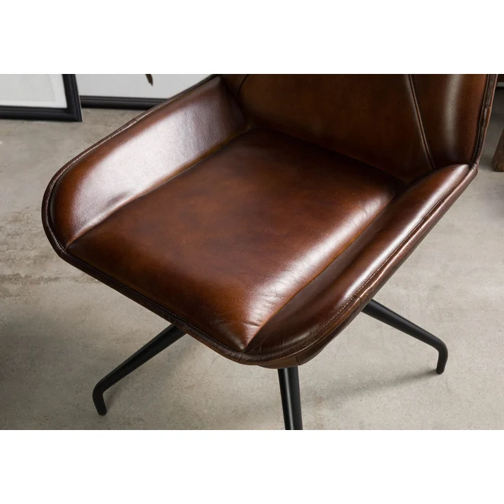 Stuhl Echtleder 49x56x83 braun IRON LABEL #108 – Bild 6