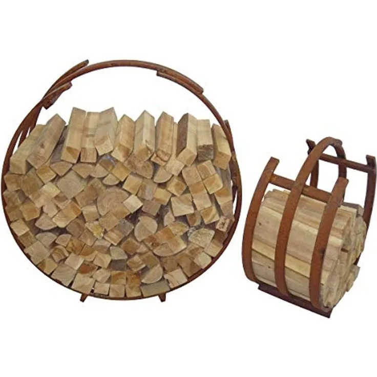 2er Set Brennholzregal Kaminholzständer Stapelregal Kaminholzregal Stapelhilfe Rost-Optik