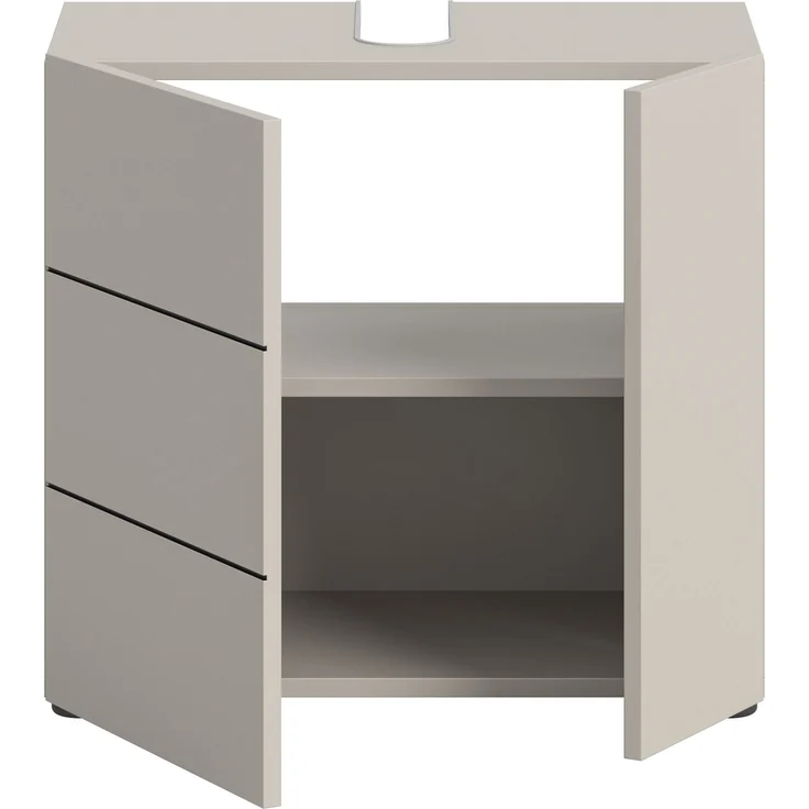 Waschbeckenunterschrank (B/H/T: 60x56x34 cm) in Kaschmir Nachbildung und schwarz – Bild 3