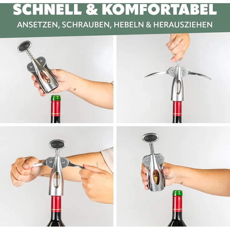 bremermann Korkenzieher Korkenzieher, Hebelkorkenzieher, Zinklegierung, Softtouch-Griffe, (1 tlg) – Bild 4