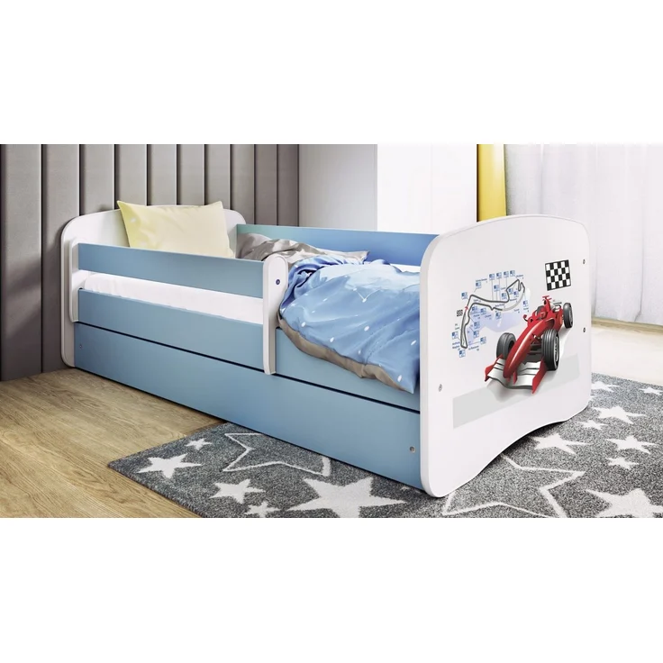 Raumhirsch Furniture Kinderbett 70x140, 80x160, 80x180 cm - Komplettset mit Matratze & Schublade (Bett für Jungs, Einzelbett für Kinder 2–12 Jahre mit Rausfallschutz), verschiedene Farben & Designs – Bild 1