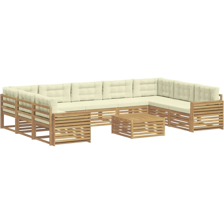 vidaXL Outdoor-Sofagarnitur 10 stk. 9-Sitzer Weiß und Creme 3391200 – Bild 2