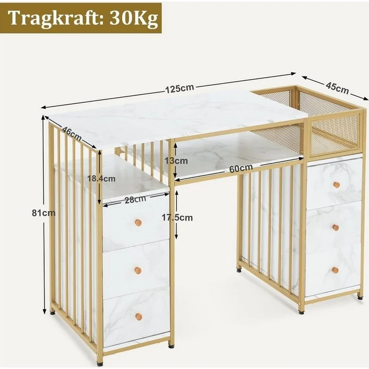 MCombo Schreibtisch M MCombo Schreibtisch mit 6 Schubladen, Nageltisch Manikürtisch, 2425, Schminktisch ohne Spiegel, Schminktisch ohne Spiegel – Bild 2