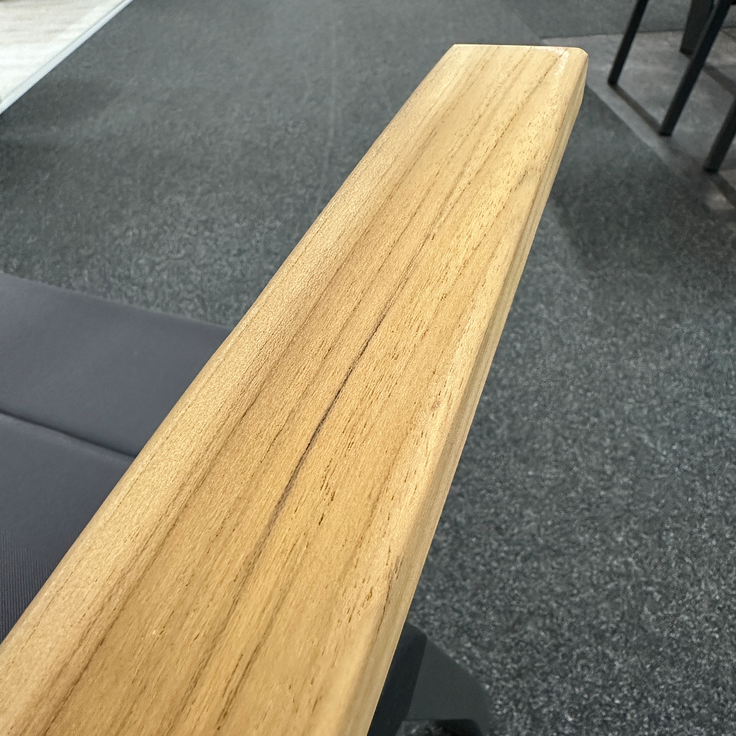 UNICAMO Klappstuhl, mit Teak Armlehnen, Sitz & Rückenlehne Textil – Bild 12