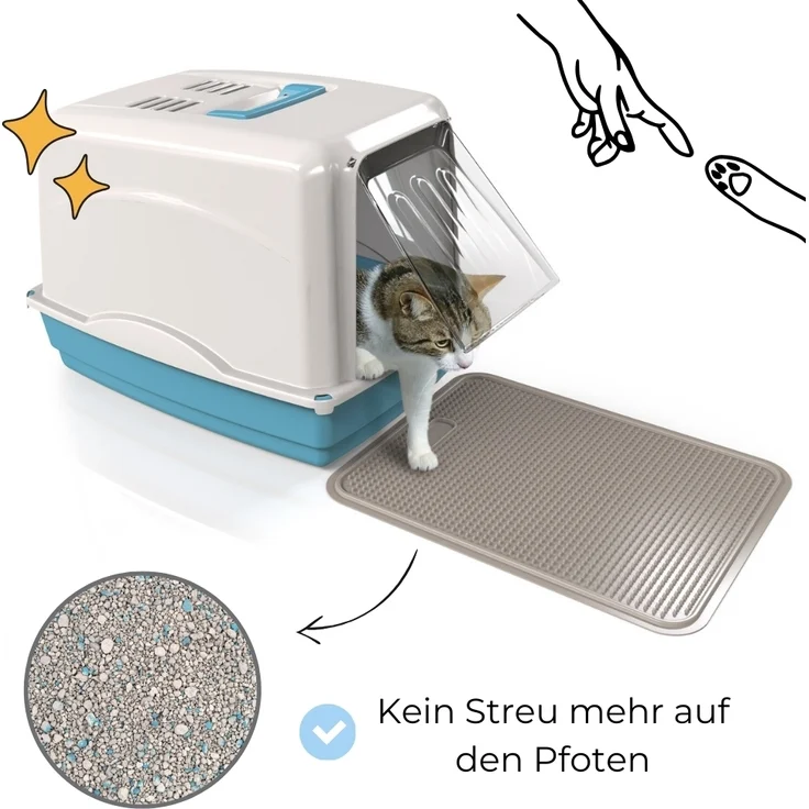 GarPet Katzentoilette 2er Set Katzenklo Matte Katzenstreu Katzentoilette Vorleger Grau – Bild 3