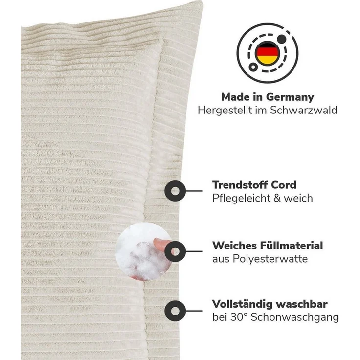 mokebo Sofakissen Das Wölkchen, (aus Cordstoff), auch als Dekokissen, Zierkissen oder Flatterkissen in Beige – Bild 2