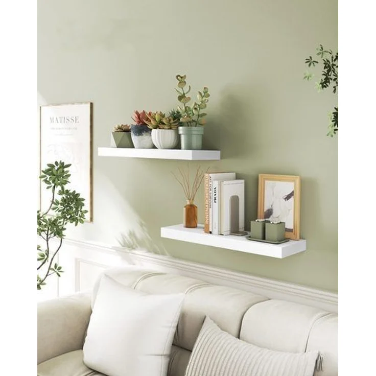 VASAGLE Wandregal, Schweberegal, 20 x 60 x 3,8 cm, für Bilderrahmen, schneeweiß – Bild 2