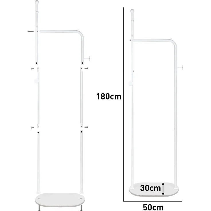 Todeco Kleiderständer Marmorsockel, 50x30x180 cm Garderobenständer mit 6 Haken, Jackenständer für Flur Schlafzimmer Wohnzimmer – Bild 6