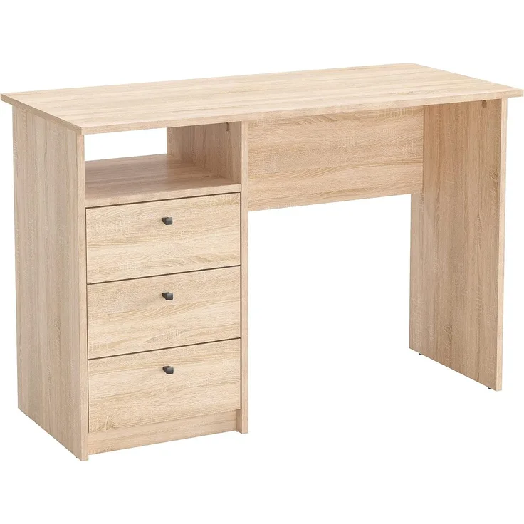 KOMTO Schreibtisch mit Schubladen - Bürotisch Computertisch Klein Arbeitstisch Büro PC-Tisch Kinderschreibtisch mit Stauraum | Moderner Schreibtisch Sonoma Eiche | Oslo 110 x 50 x 74 cm