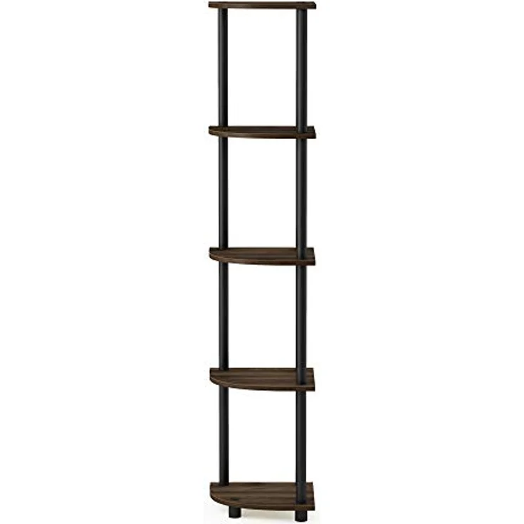Furinno Eckregal mit 5 Ebenen, Mehrzweckregal, Holz, Columbia Walnut/Schwarz, 29. 46x29. 46x146. 56 cm – Bild 10