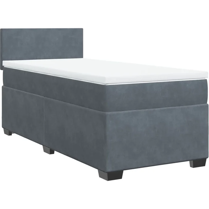 vidaXL Boxspringbett mit Matratze Dunkelgrau 80x200 cm Samt 3288457 – Bild 3
