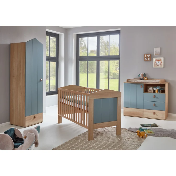 3-teiliges Babymöbel-Komplettset »Roofy« mit 1-trg. Kleiderschrank, Salbei / Nagano Oak, Arthur Berndt