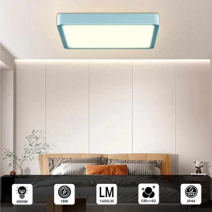 LQWELL LED Deckenleuchte Quadrat Flach LED Deckenlampe, 18W,1600LM, LED fest integriert, Tageslichtweiß, Modern Schlicht Lampe Dünn