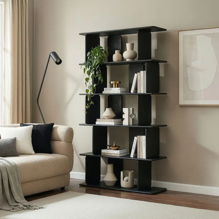 Bücherregal Gäljami 180x100x35 cm Schwarz [en. casa]