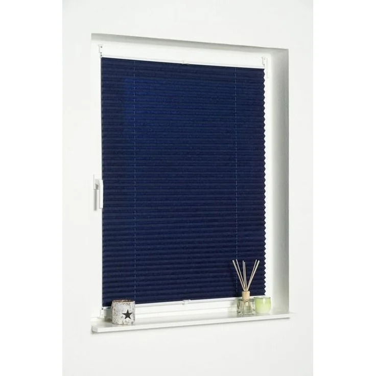K-home Klemmfix-Plissee Palma Blau 100x210 cm (B x L) Lichtschutz +++ Moderne Crushed Optik +++ – Bild 4