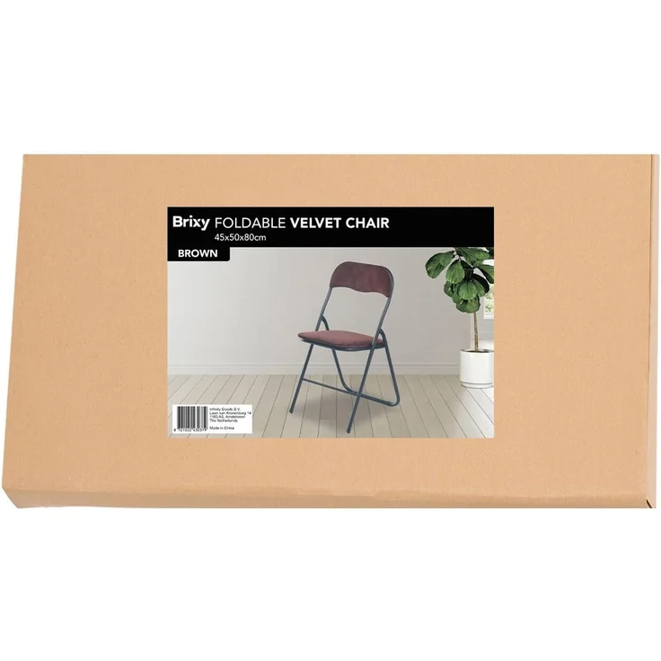 Brixy Klappstühle - 4er Set - Klappstühle - Samt - Esstisch Stühle - Klappstühle - 43 x 47 x 80 cm - Stühle - Braun – Bild 9