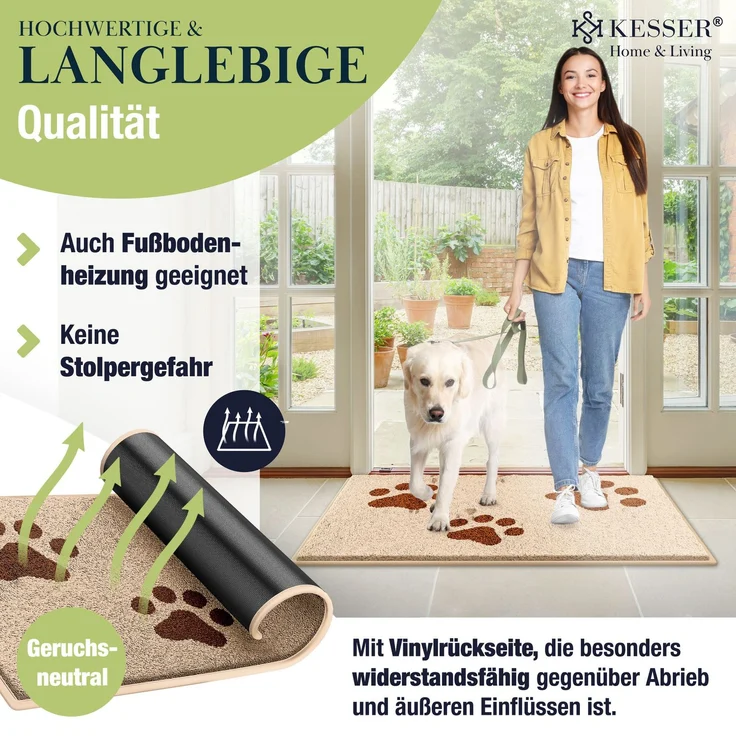 KESSER® Schmutzfangmatte, rutschfeste Fußmatte für Innen- & Außenbereich, waschbar, wetterfest, Taupe / Grau, 50x80cm – Bild 5