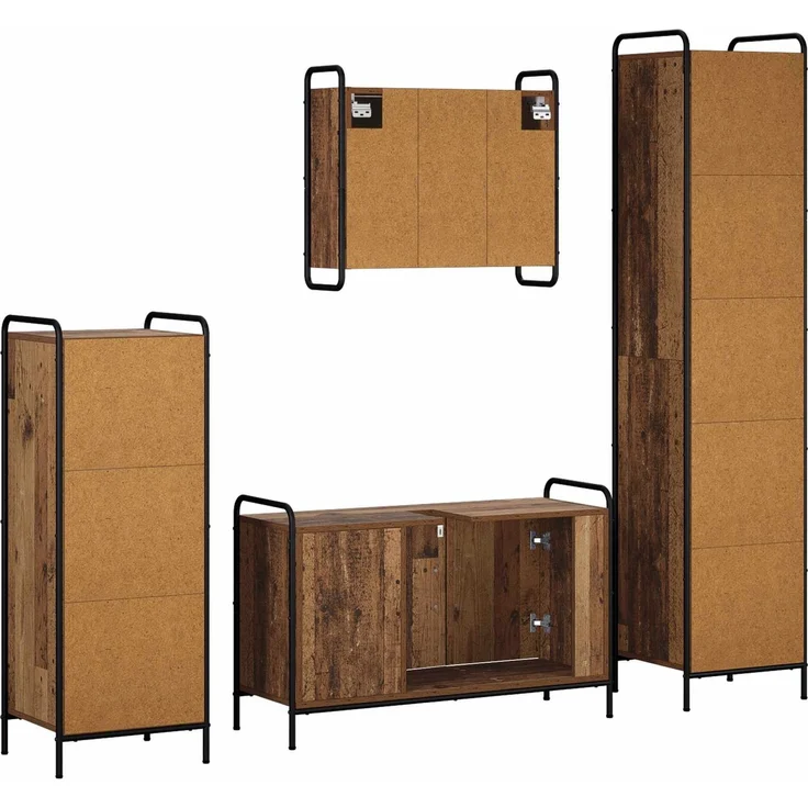 vidaXL Badezimmerschrank-Set 4 stk. Altholz 40 x 36 x 181 cm 3444625 – Bild 8