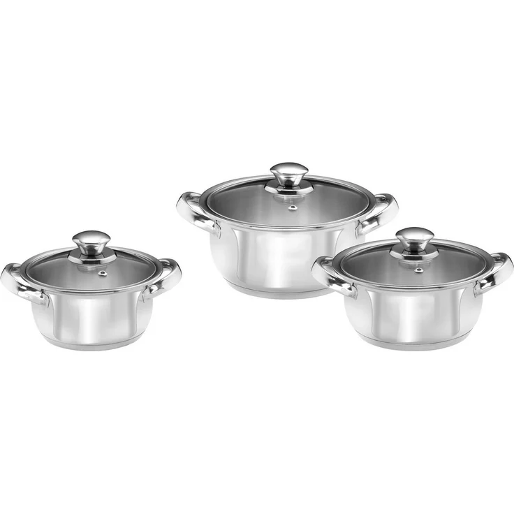 KING Topf-Set Silver Line, Edelstahl (Set, 6-tlg, 1x Kochtopf Ø 16 cm, 1x Kochtopf Ø 20 cm, 1x Kochtopf Ø 18 cm), Induktion – Bild 1