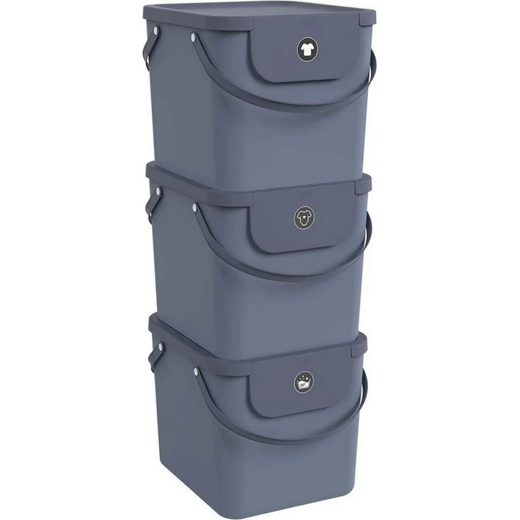 ROTHO Wäschekorb Albula 3er-Set Wäschesammler 40l mit Deckel, Kunststoff (PP recycelt) (Wäschesortiersystem, 3er-Set), Aus rezykliertem Kunststoff – Bild 5