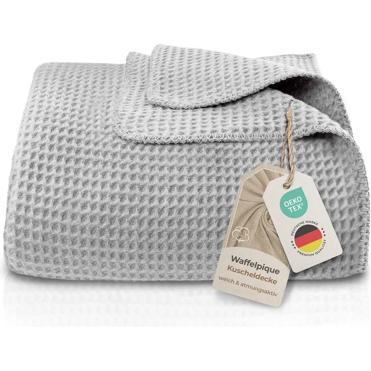 Wohndecke Wohndecke Waffelpique aus Baumwolle - Kuscheldecke, Baumwolldecke -, Laynenburg, Decke als Sofa-decke, Couchdecke, Wolldecke aus Baumwollmix – Bild 1