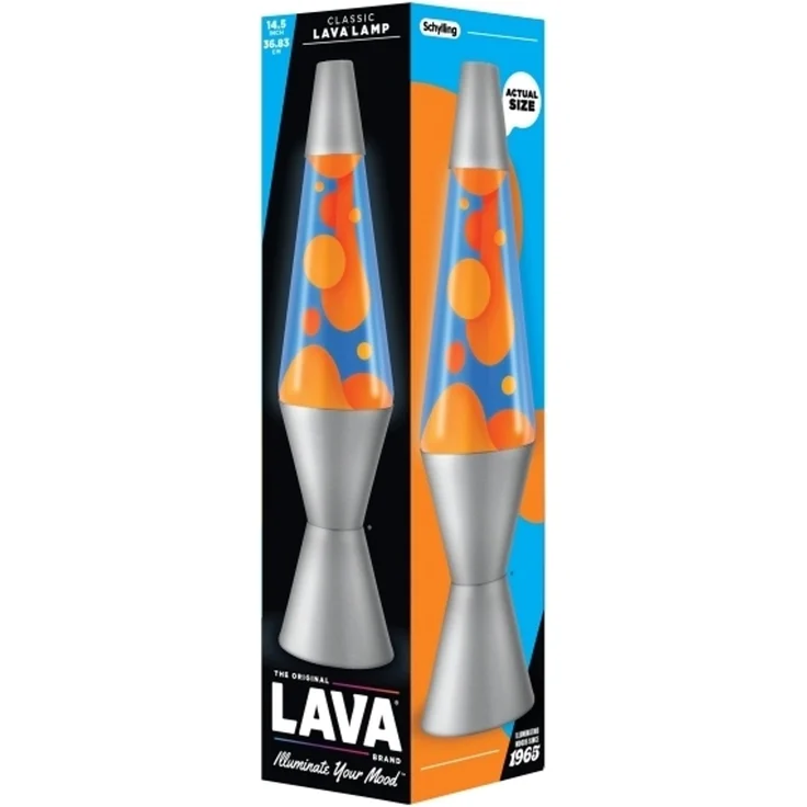 Lava® Lampe Orange/Blau Sockel Silber 37cm
