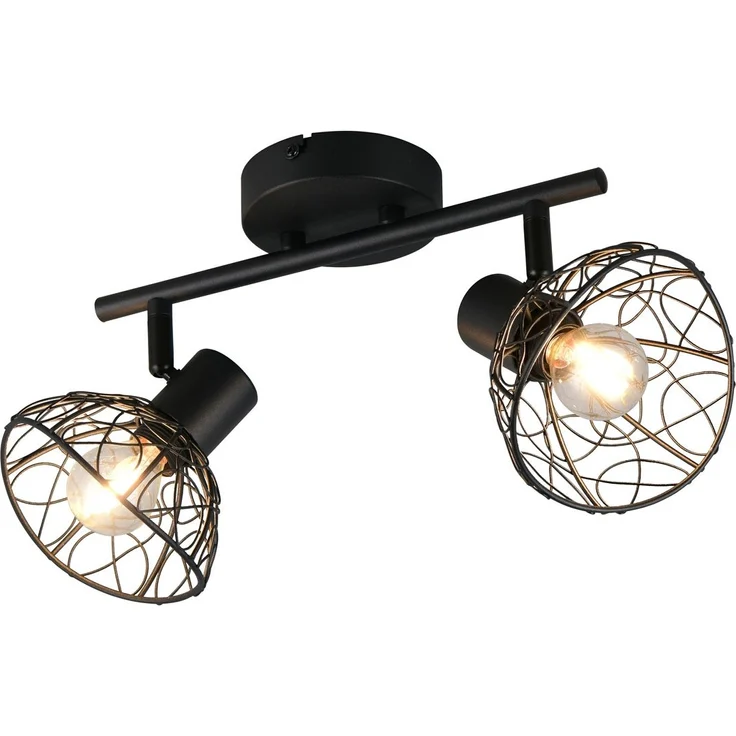 Deckenstrahler YAKO 2-flammig mit Drahtgeflecht Lampenschirmen, B: 39,5cm – Bild 2