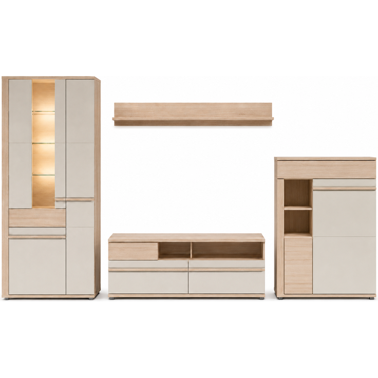 OSLO Wohnwand Set A 4-teilig, Cashmere/Riva, Breite 316 cm