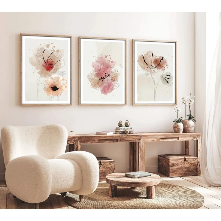 Wallity Leinwandbild Painting: 100% MDF (Thickness: 3 mm), 20 x 30 cm (3 Pieces) E1498, (3 St) – Bild 2