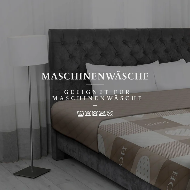 Tagesdecke (Home Beige) 220x240 cm mit wattierter Zwischenlage, Bettüberwurf - Überwurfdecke, Sommerdecke gesteppt - Steppdecke, Wendedecke – Bild 6