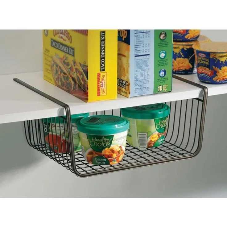 mDesign Hängekorb Drahtkorb Gitterbox Aufbewahrung 2er-Set Metall Bronze – Bild 3