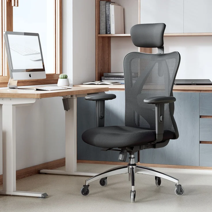 SIHOO Ergonomischer Schreibtischstuhl, Drehstuhl hat Verstellbarer Lordosenstütze, Kopfstütze und Armlehne, Höhenverstellung und Wippfunktion, Rückenschonend, Bürostuhl bis 150kg/330LB Belastbar – Bild 16