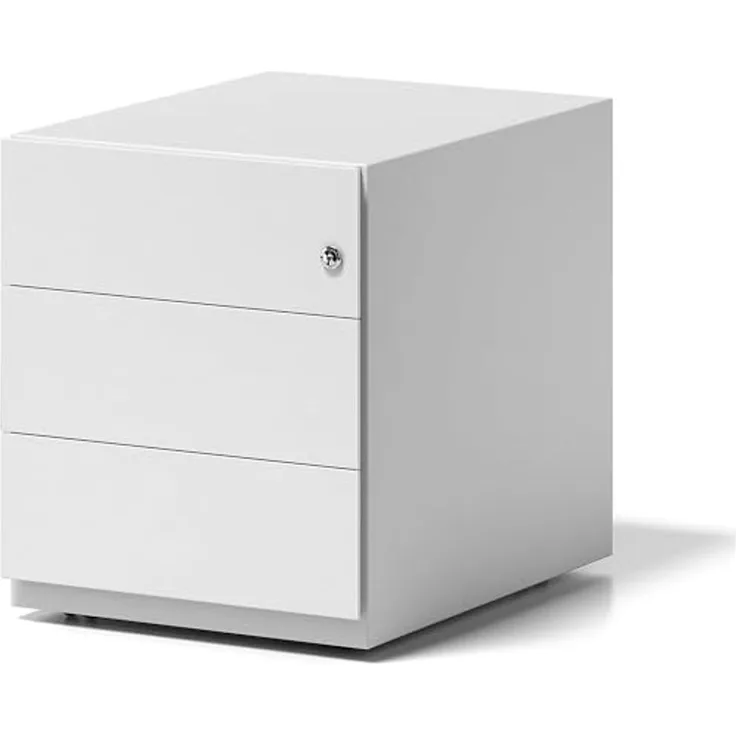 Rollcontainer Note™ mit Griffleiste, 3 Universalschubladen, Farbe verkehrsweiß
